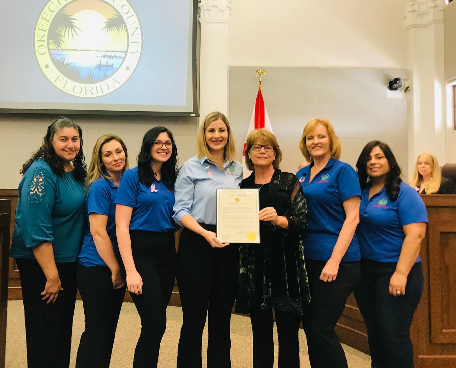 OKEECHOBEE -- At their Oct. 6 meeting, Okeechobee County Commissioners declared October as Pregnancy and Infant Loss Awareness Month in Okeechobee County. Commissioner Kelly Owens (third from right) presented the proclamation to Andrea Medelin, executive director of Okeechobee Healthy Start Coalition. [Courtesy photo]